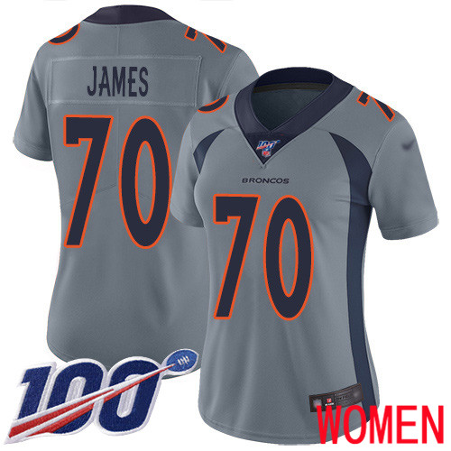 Women Denver Broncos #70 Ja Wuan James Limited Silver Inverted Legend 100th Season Football NFL Jersey->women nfl jersey->Women Jersey